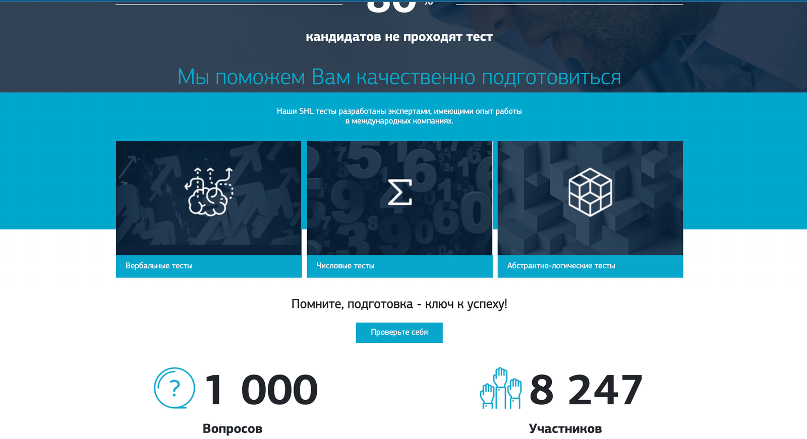 Интернет портал для подготовки к тестам SHL