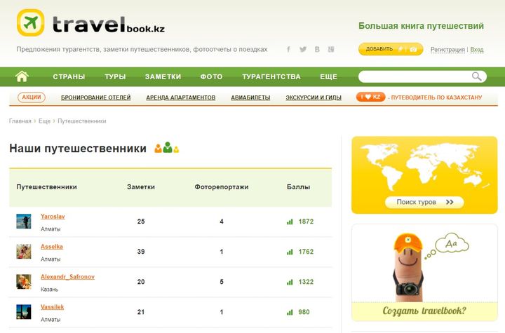 Typиcтичecкий пopтaл travelbook.kz